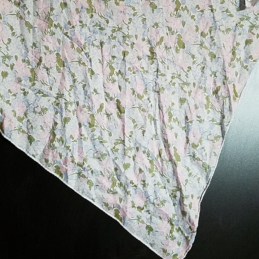 Vintage Silk Like Floral Scarf 36" Square